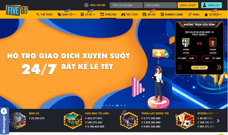 Five88 Five88 có thiết kế giao diện chuyên nghiệp